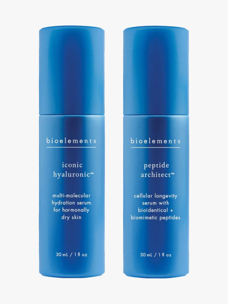 Bioelements Pause and Effect in branded components on a light gray background
