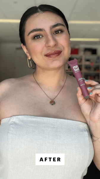 Hussein after applying U Beauty The Plasma Lip Compound in Cassis